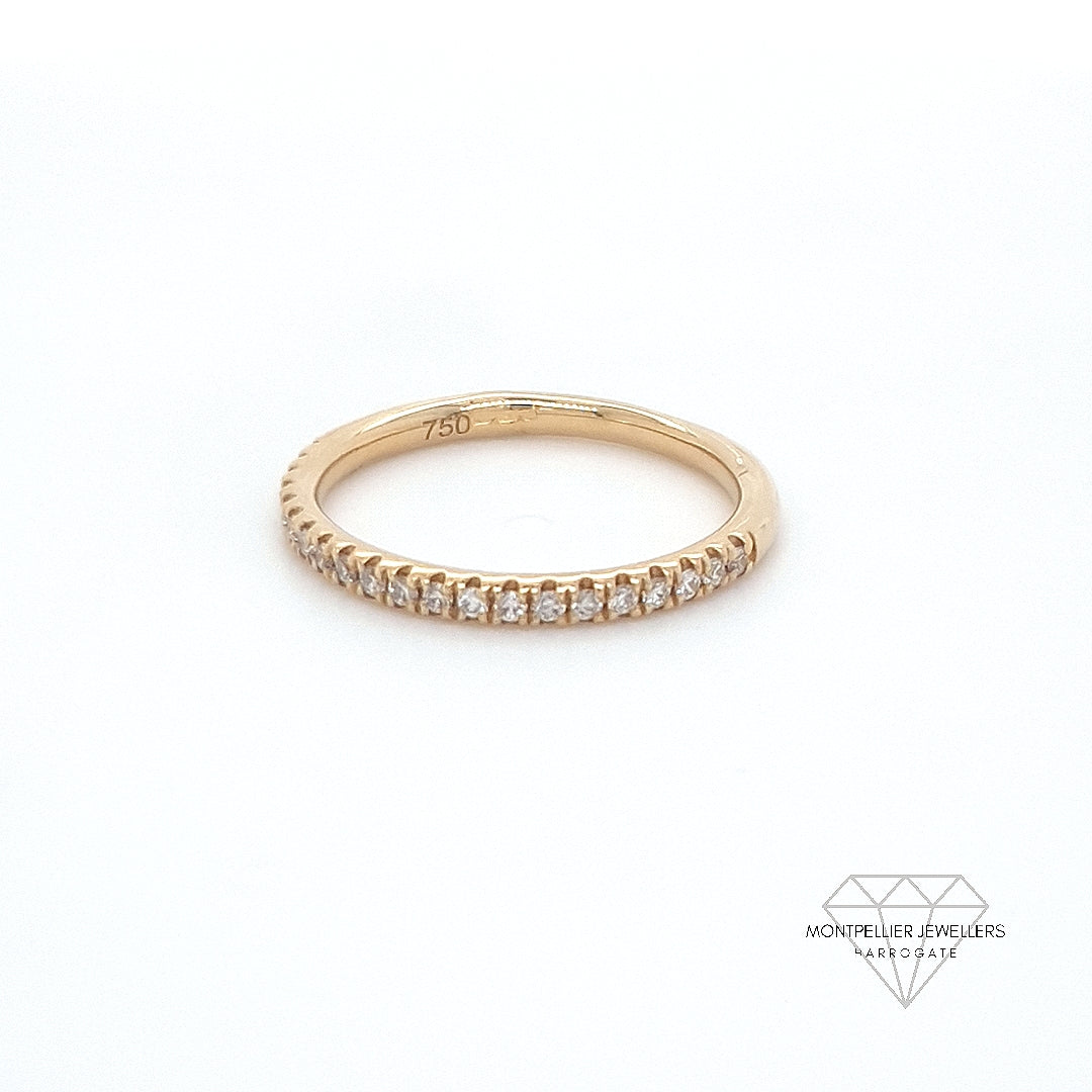 18ct Yellow Gold Micro Set Diamond Half Eternity Ring 1.90mm 0.18ct