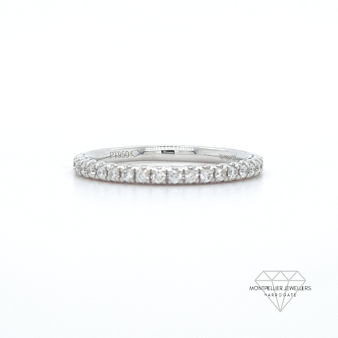 Platinum Micro Set Diamond Half Eternity Ring 1.85mm 0.13ct