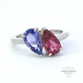 Tanzanite & Tourmaline Toi et Moi Ring Set In Platinum - Montpellier Jewellers