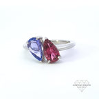 Tanzanite & Tourmaline Toi et Moi Ring Set In Platinum