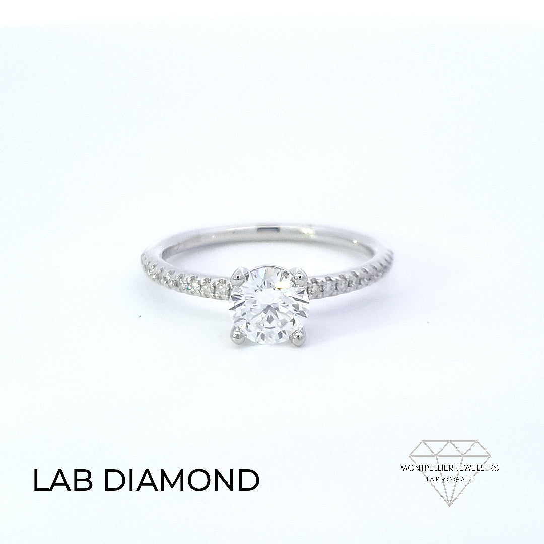IGI 0.75ct D /VVS2 LAB Diamond Solitaire Set In Platinum with Diamond Shoulders