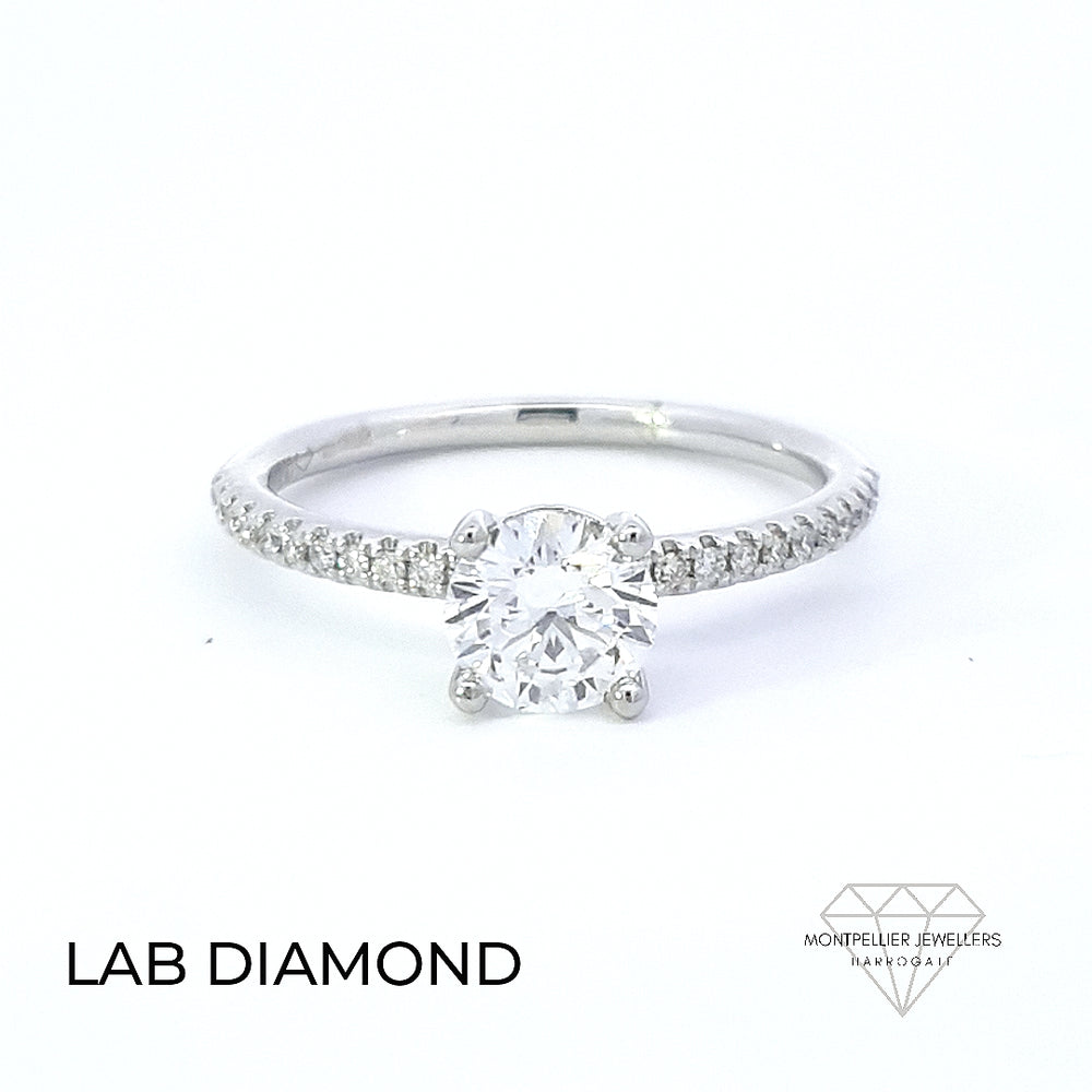 IGI 0.75ct D /VVS2 LAB Diamond Solitaire Set In Platinum with Diamond Shoulders