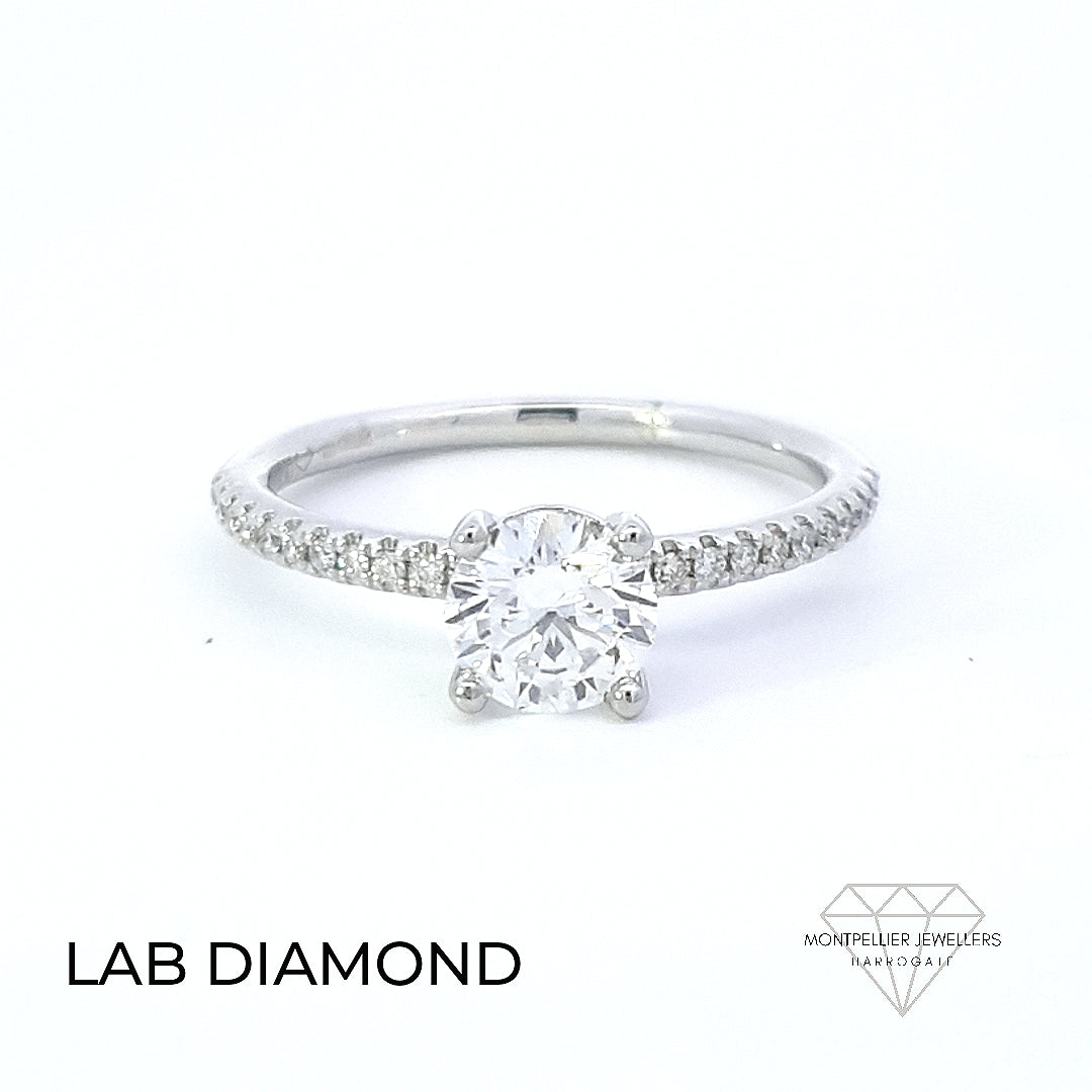 IGI 0.75ct D /VVS2 LAB Diamond Solitaire Set In Platinum with Diamond Shoulders
