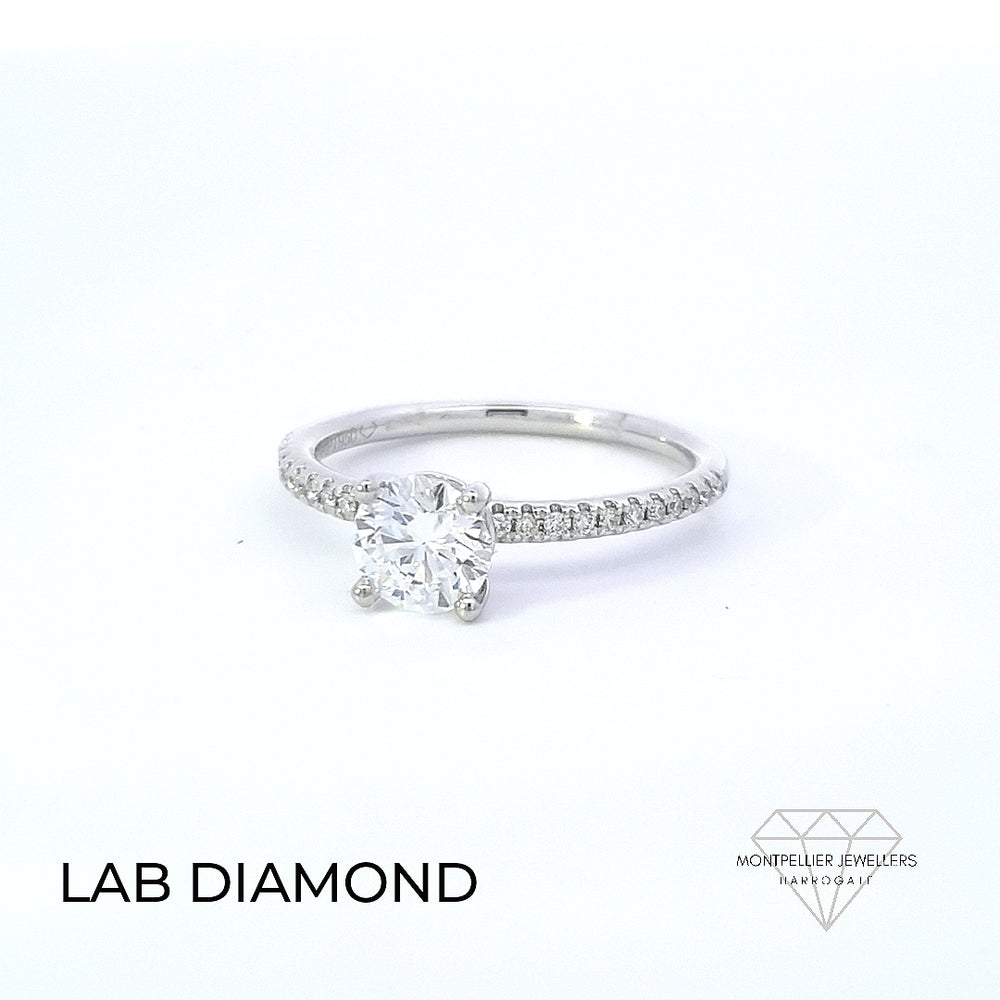 IGI 0.75ct D /VVS2 LAB Diamond Solitaire Set In Platinum with Diamond Shoulders