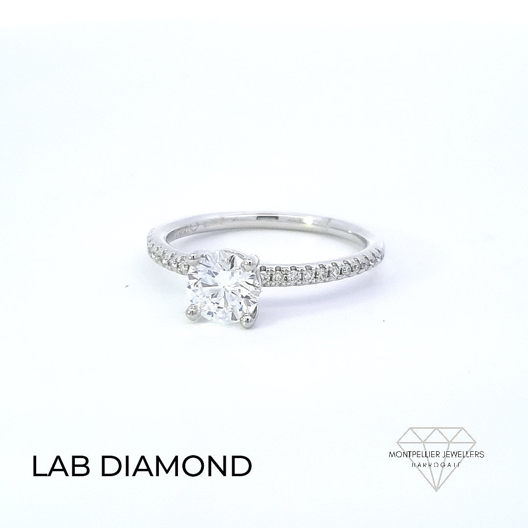 IGI 0.75ct D /VVS2 LAB Diamond Solitaire Set In Platinum with Diamond Shoulders