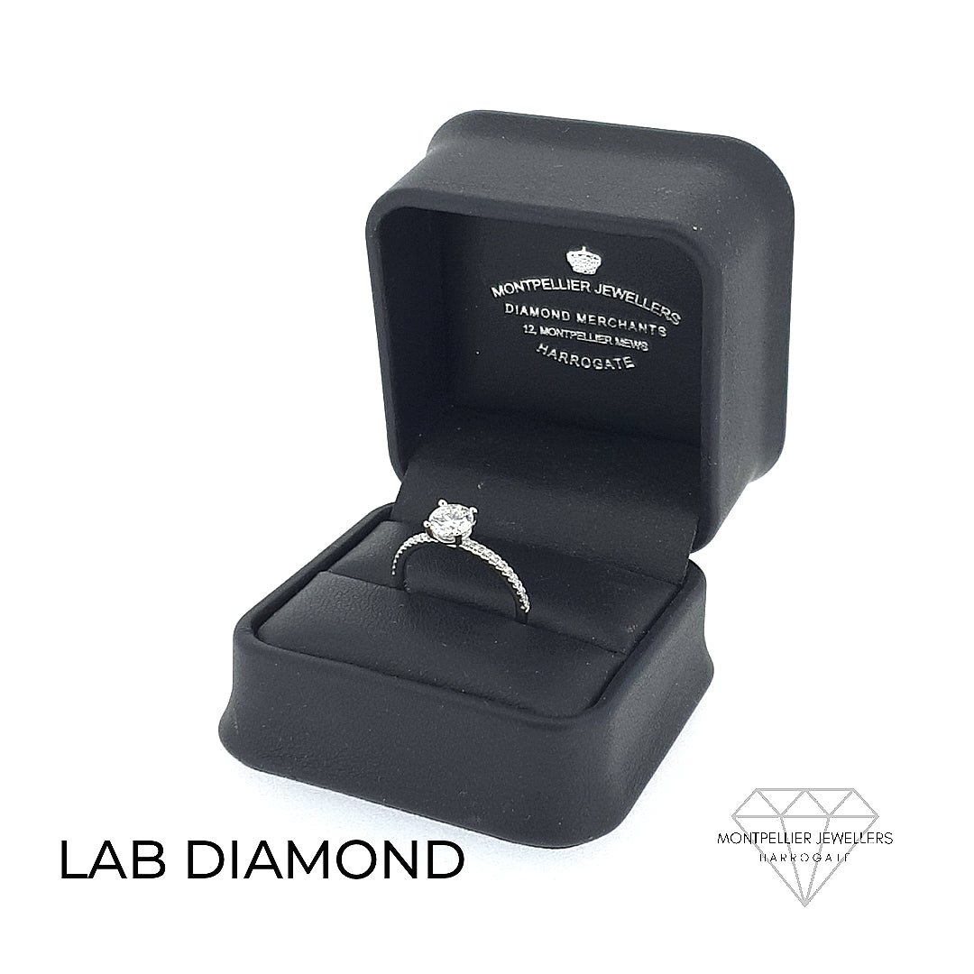 IGI 0.75ct D /VVS2 LAB Diamond Solitaire Set In Platinum with Diamond Shoulders