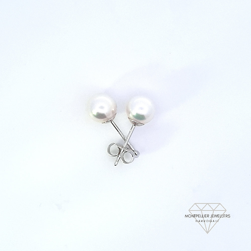 Classic Pearl Stud Earrings AAA Quality Akoya Pearls 6.5mm - 7.0mm