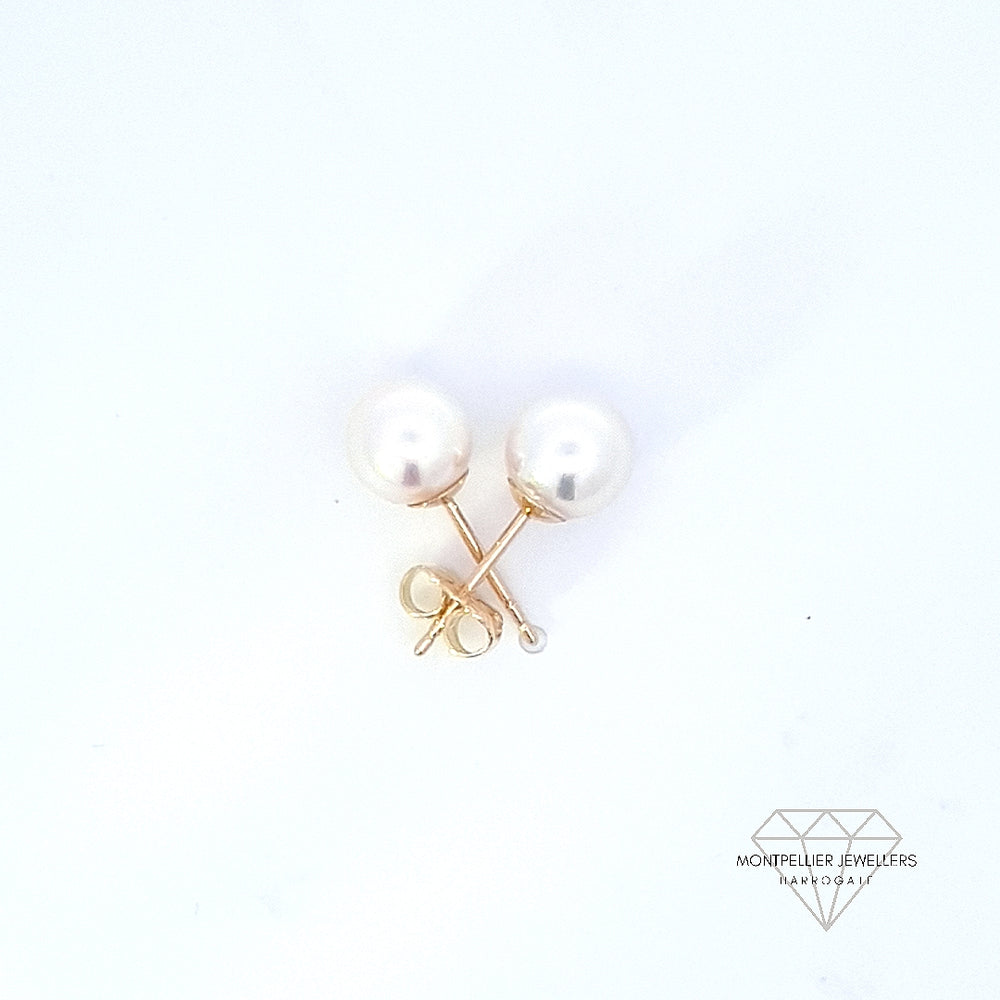 Classic Pearl Stud Earrings AAA Quality Akoya Pearls 7.0mm - 7.5mm