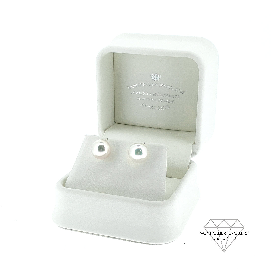 Classic Pearl Stud Earrings AAA Quality Akoya Pearls 8.5mm - 9.0mm