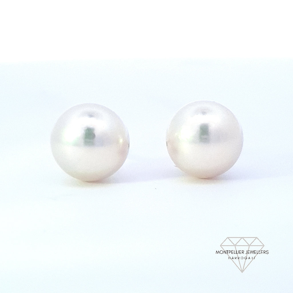 Classic Pearl Stud Earrings AAA Quality Akoya Pearls 9.0mm - 9.5mm