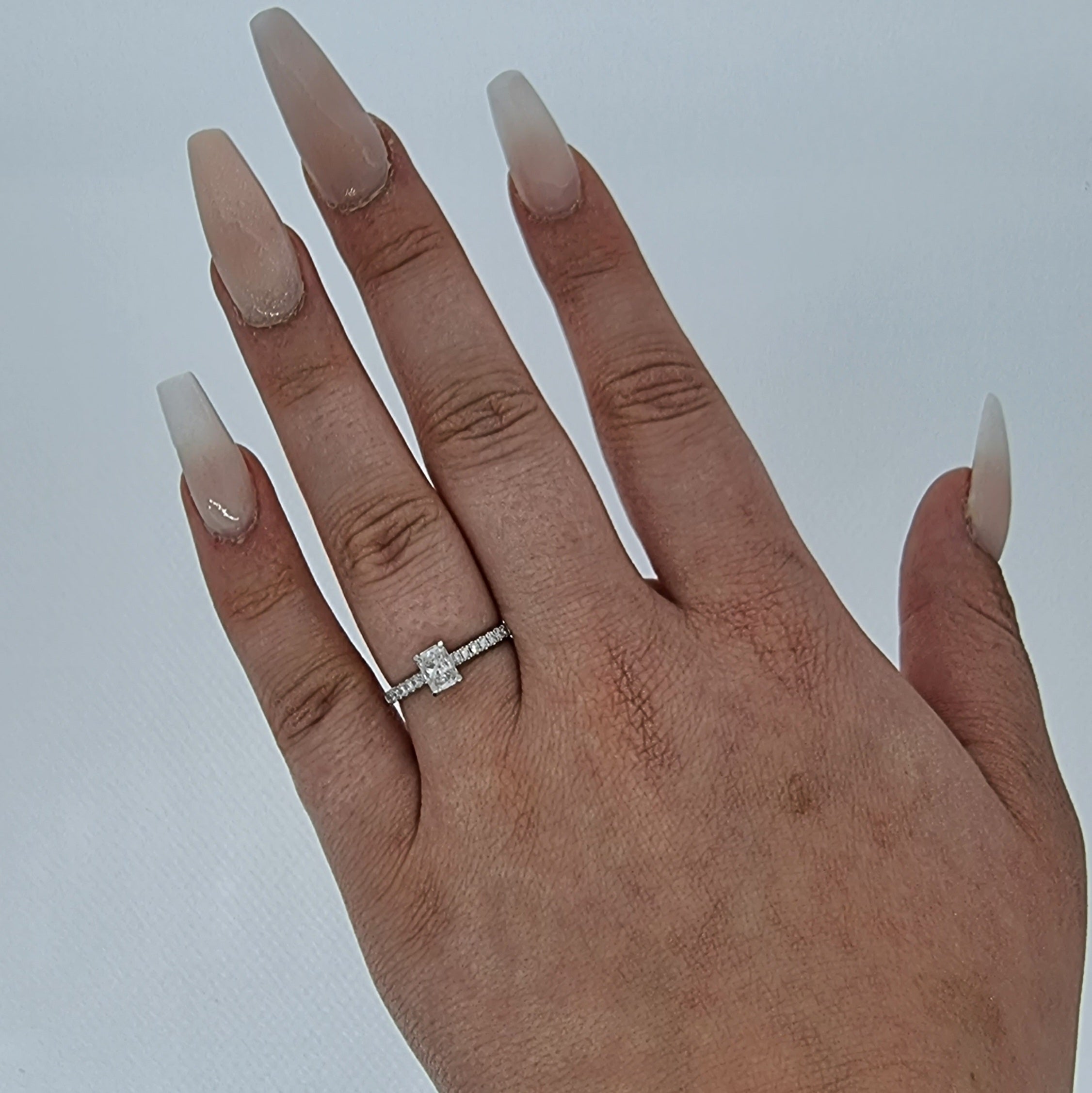 GIA 0.50ct G/SI1 Radiant Cut Diamond Solitaire with Diamond Shoulders set in Platinum