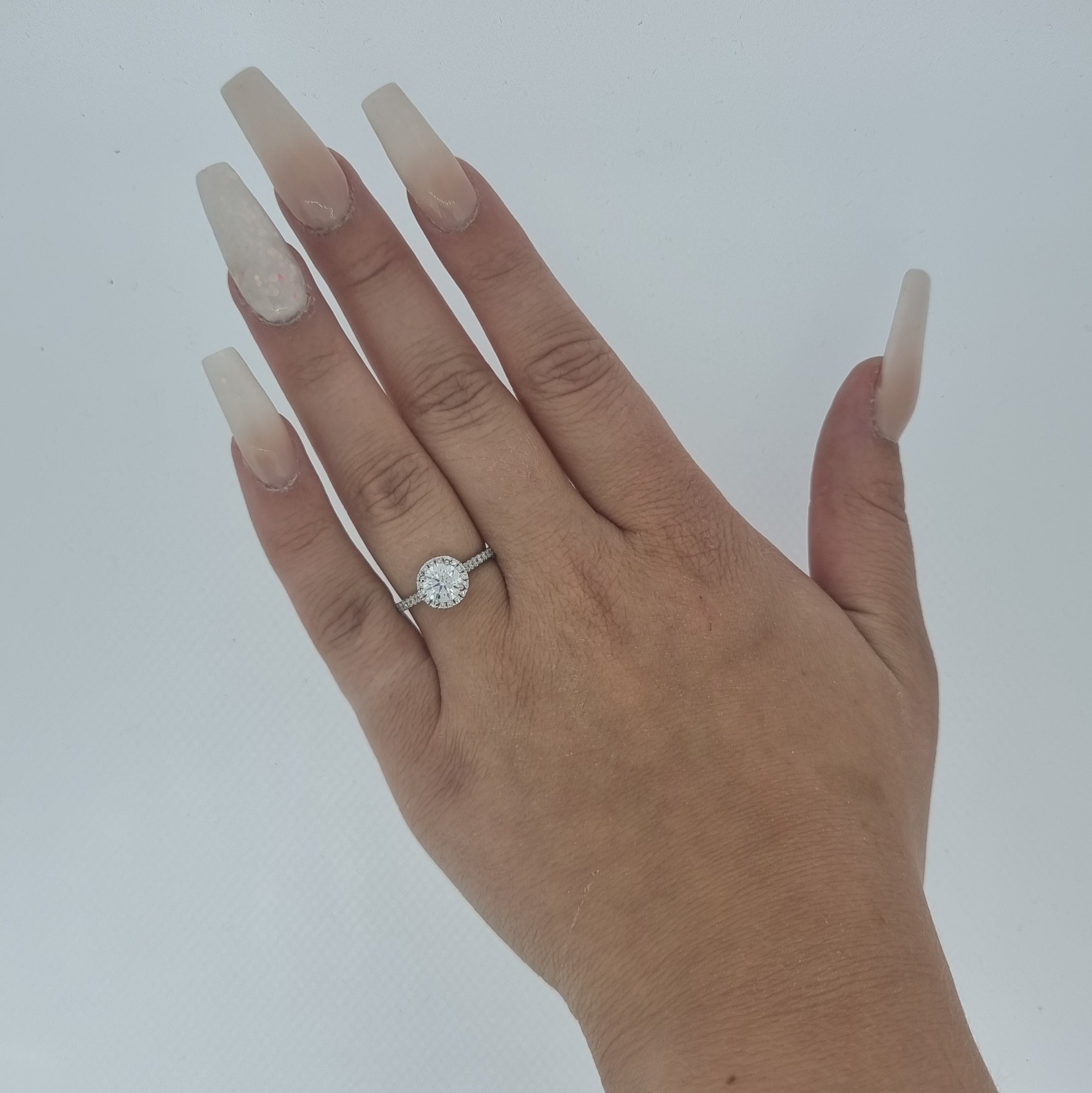 IGI 1.00ct F /VS2 LAB Diamond Solitaire Halo Set In Platinum