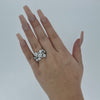 Large 3 Row Platinum Diamond Bubble  Ring