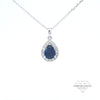 Sapphire and Diamond Pear Shaped Pendant Set in 18ct White Gold