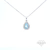 Aquamarine and Diamond Pear Shaped Pendant Set in 18ct White Gold