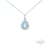 Aquamarine and Diamond Pear Shaped Pendant Set in 18ct White Gold