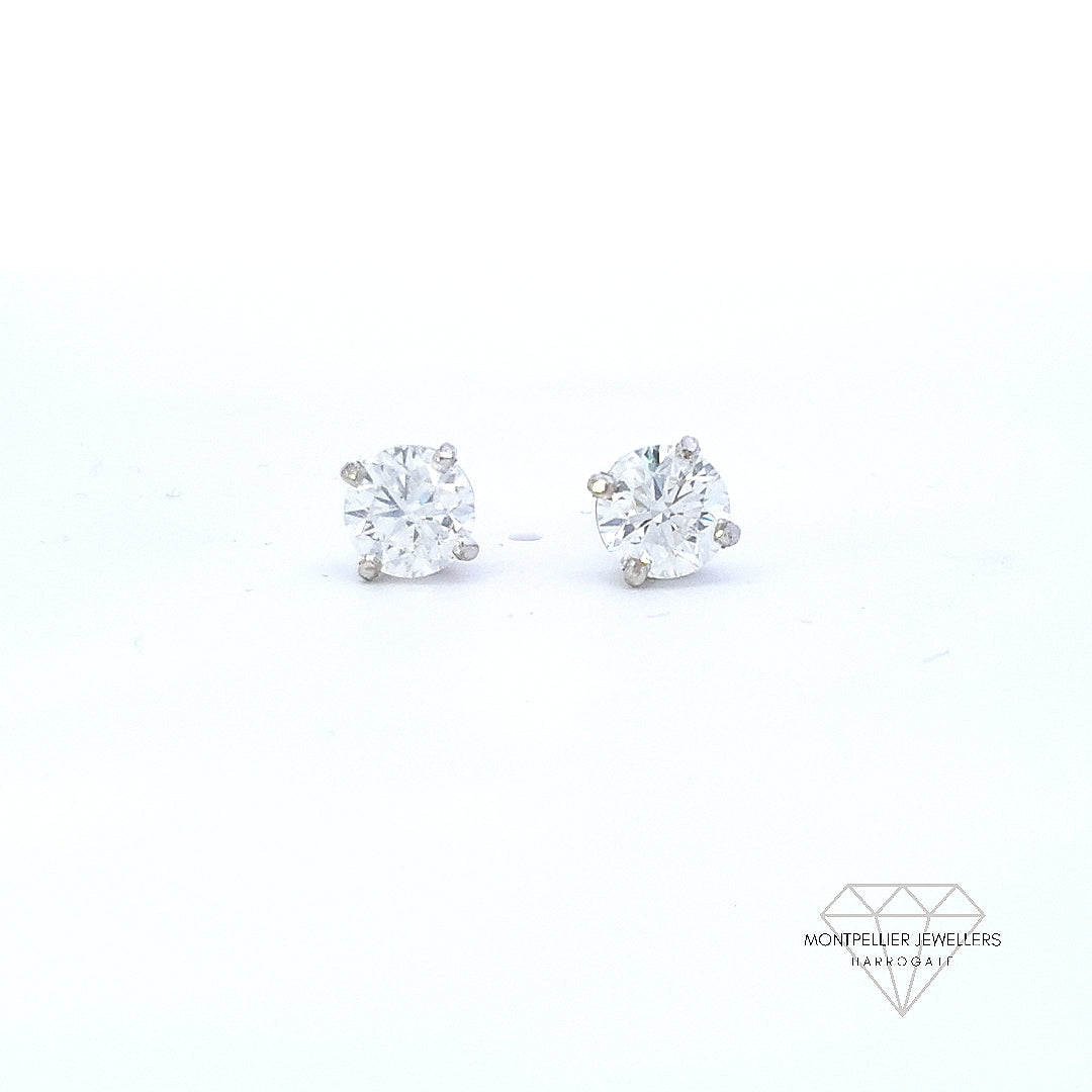 1.40ct H/SI Diamond Stud Earrings Set In 18ct White Gold