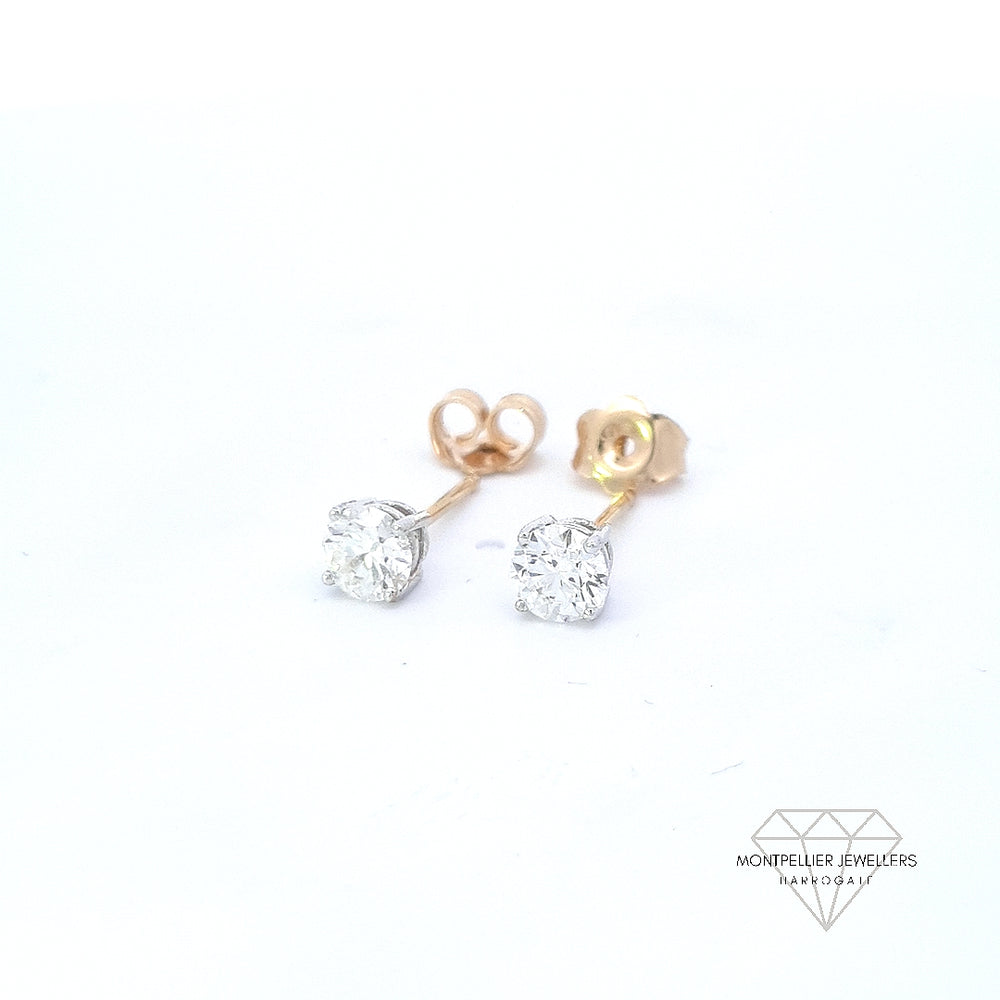 0.80ct J/VS Diamond Stud Earrings Set In 18ct Gold