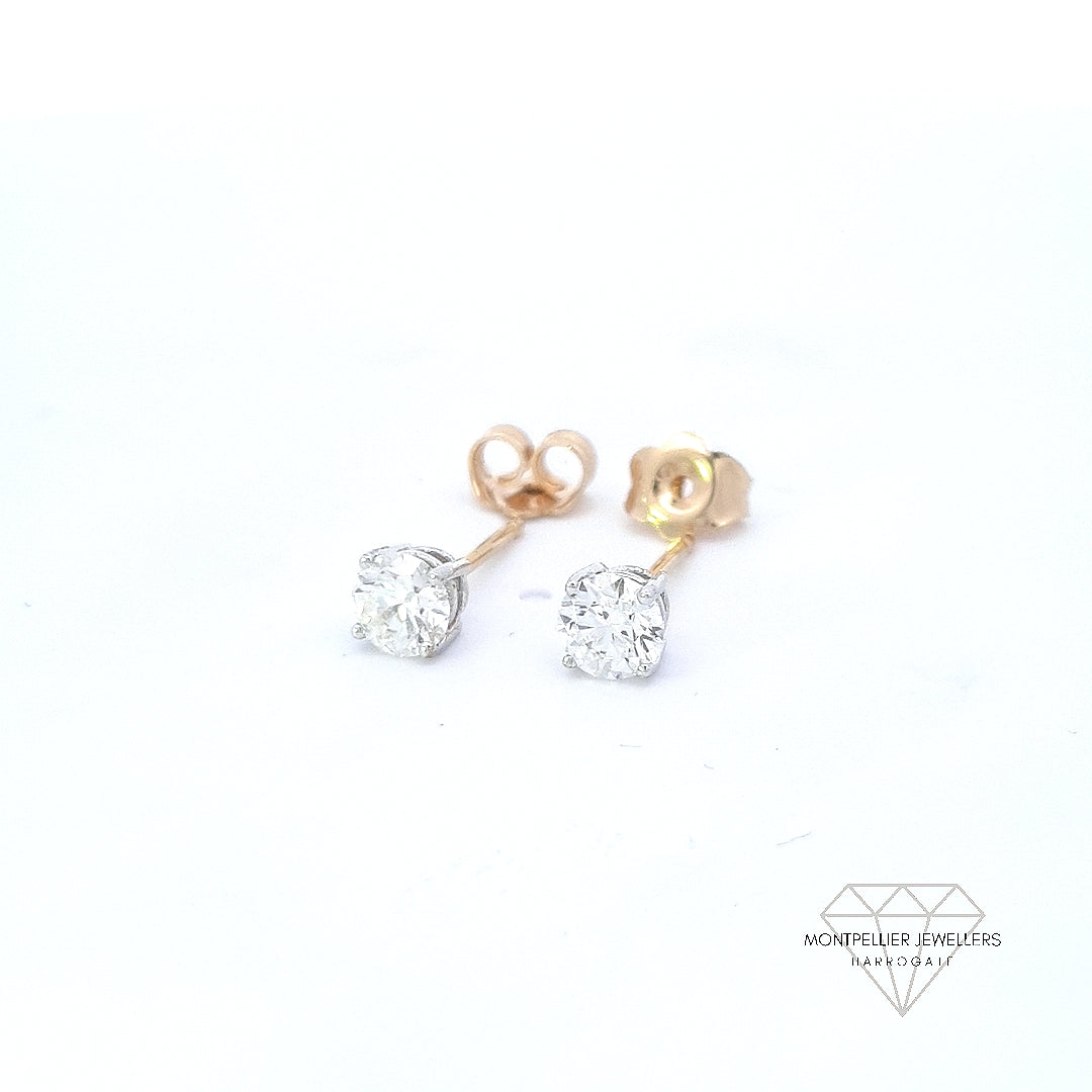 0.80ct J/VS Diamond Stud Earrings Set In 18ct Gold