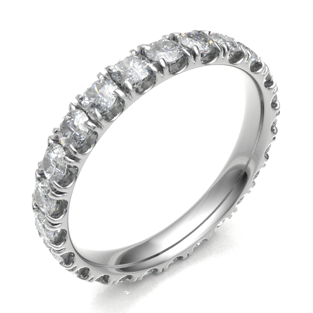 Platinum 3.00mm Micro Set Diamond Full Eternity Ring