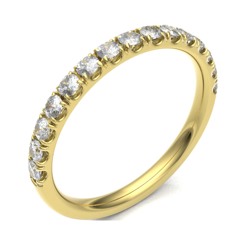 18ct Yellow Gold 2.50mm Micro Set Diamond Half Eternity Ring