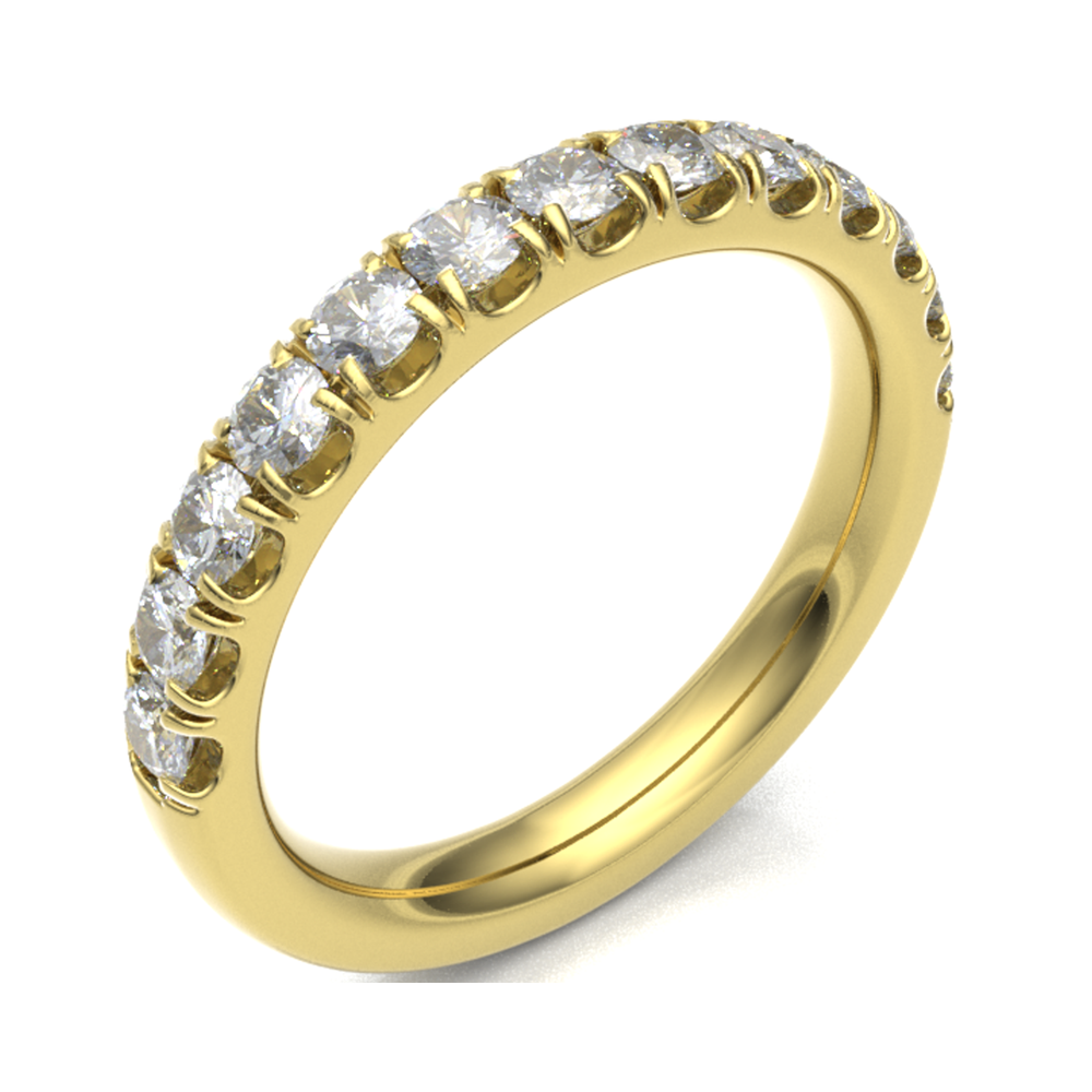 18ct Yellow Gold 3.50mm Micro Set Diamond Half Eternity Ring