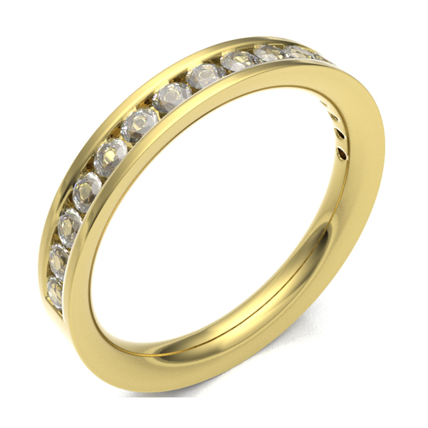 18ct Yellow Gold 3.00mm Channel Set Diamond Half Eternity Ring