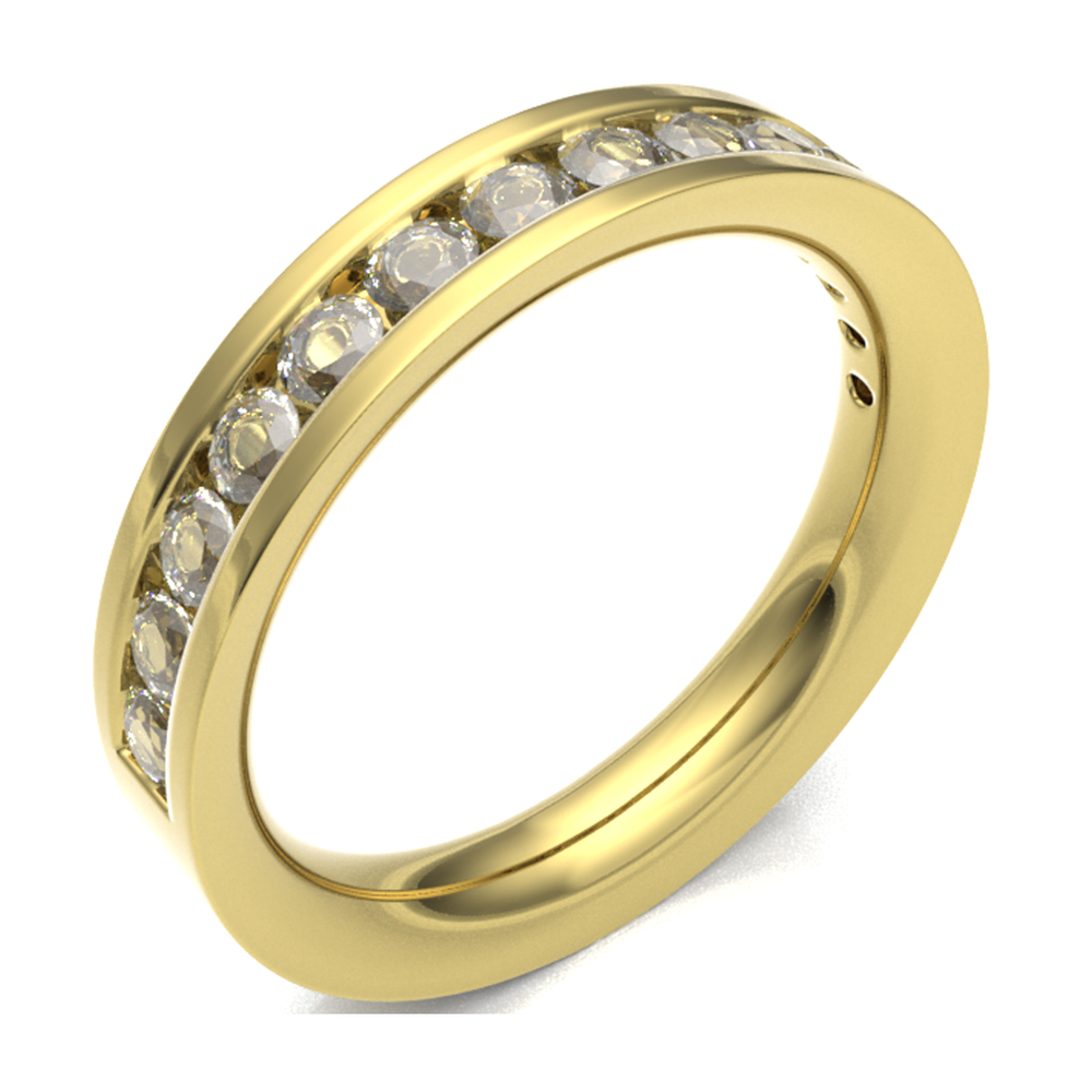 18ct Yellow Gold 3.50mm Channel Set Diamond Half Eternity Ring