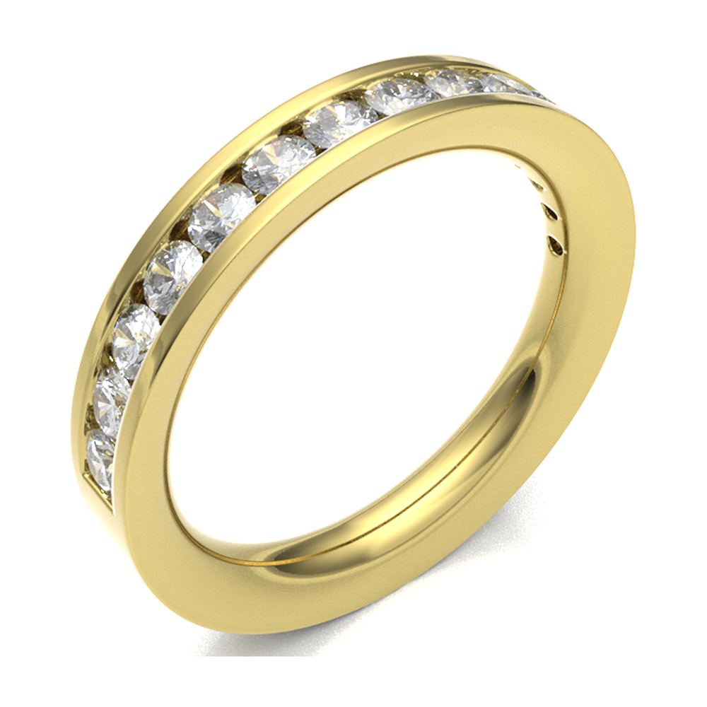 18ct Yellow Gold 4.00mm Channel Set Diamond Half Eternity Ring