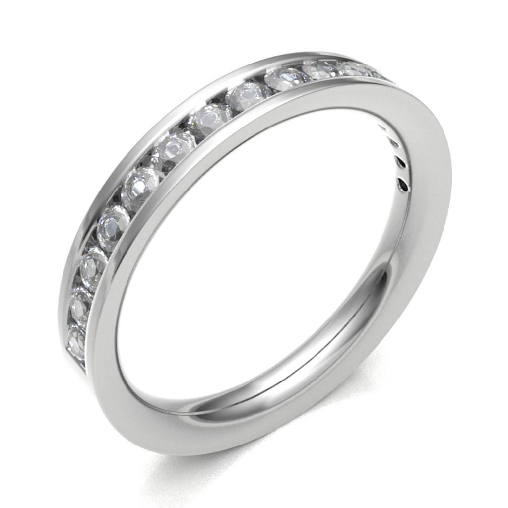 Platinum 3.00mm Channel Set Diamond Half Eternity Ring